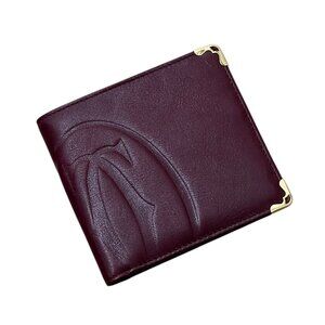 Vintage Mens Cartier wallet Burgundy 1990s made in Paris